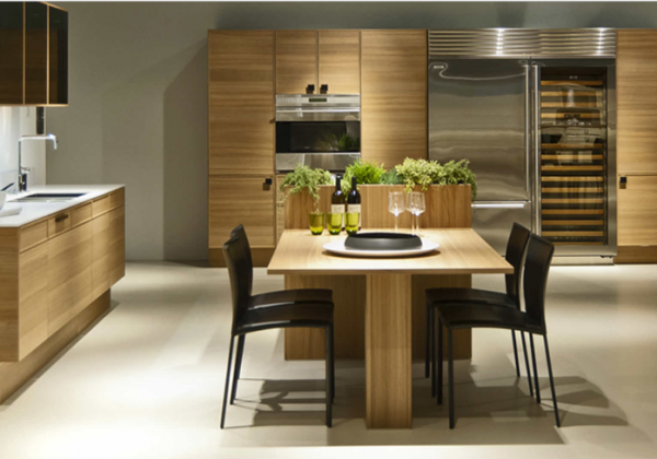 Wooden elements in a modern kitchen
