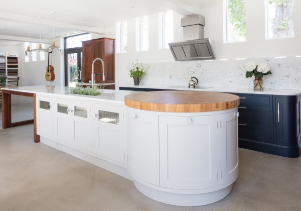 English Art Deco - Black Walnut and hand painted kitchen