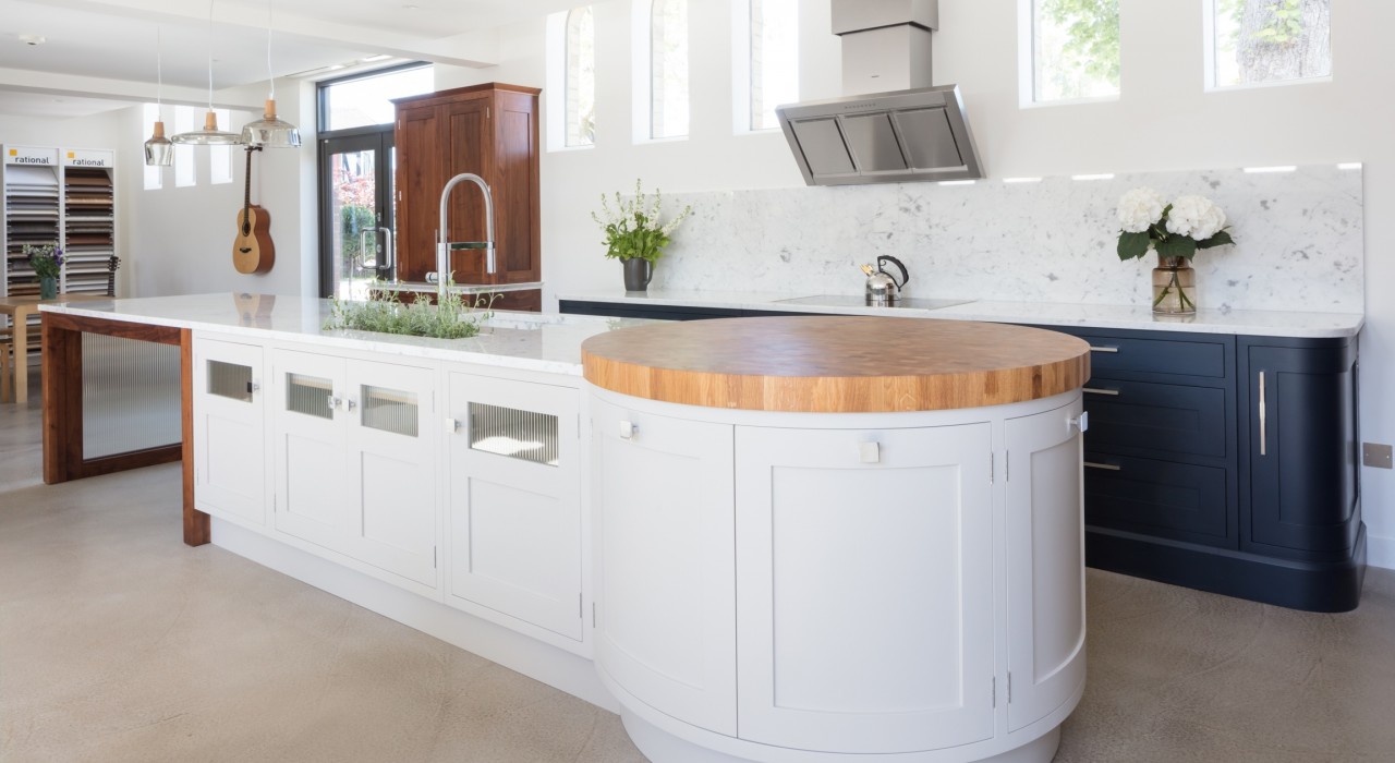 English Art Deco - Black Walnut and hand painted kitchen