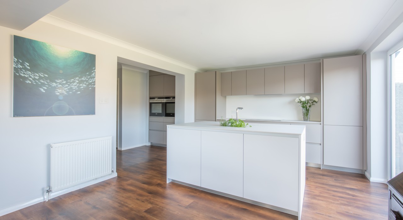 grey and white kitchen