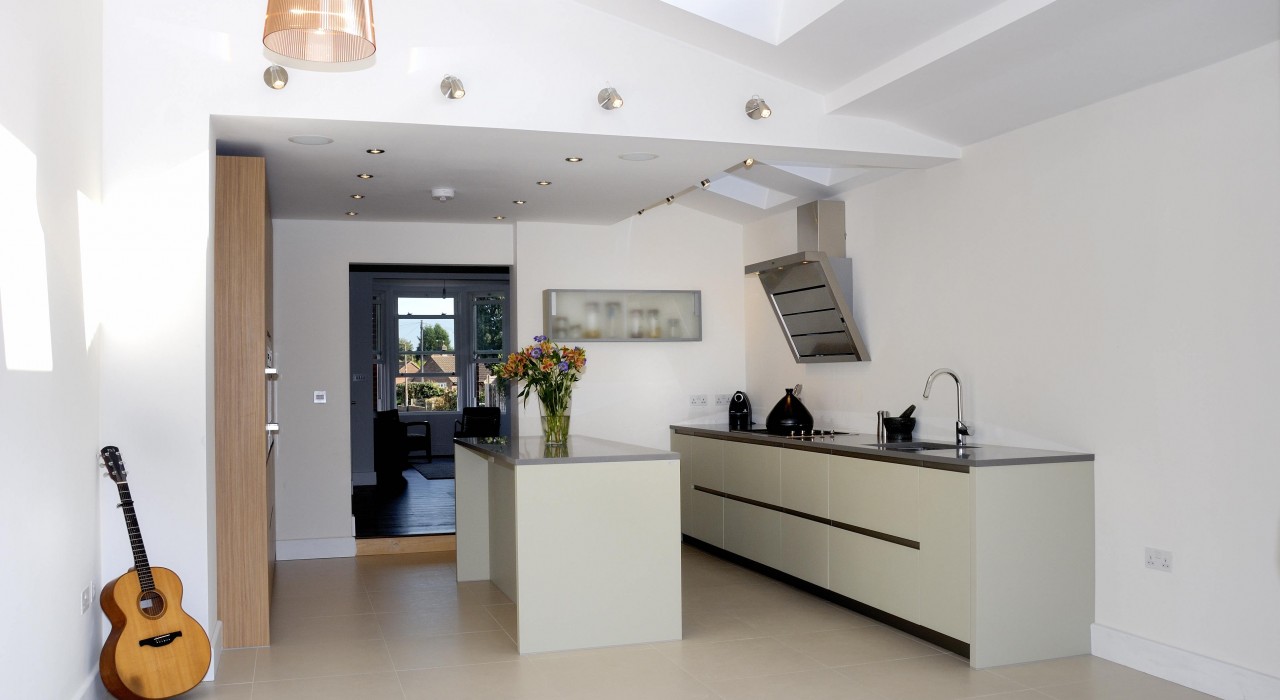 Open plan kitchen with island