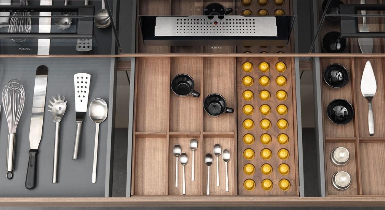 Open kitchen drawer