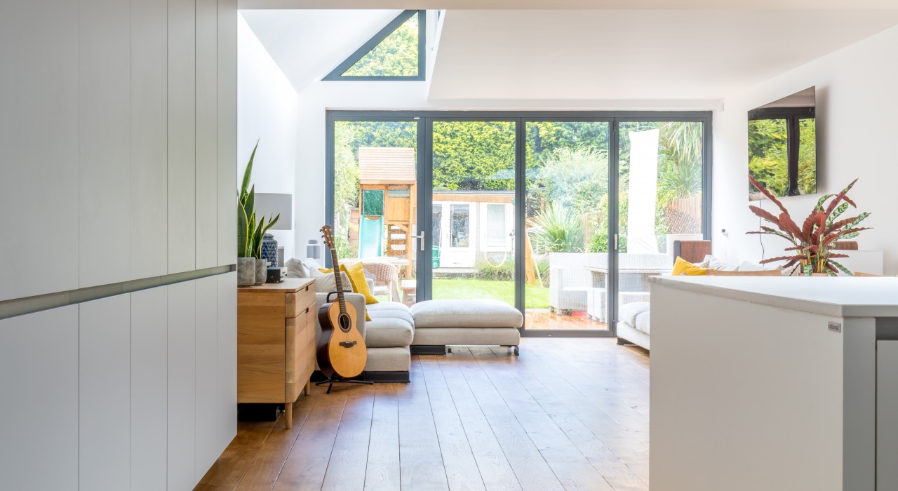 Open plan kitchen and living area