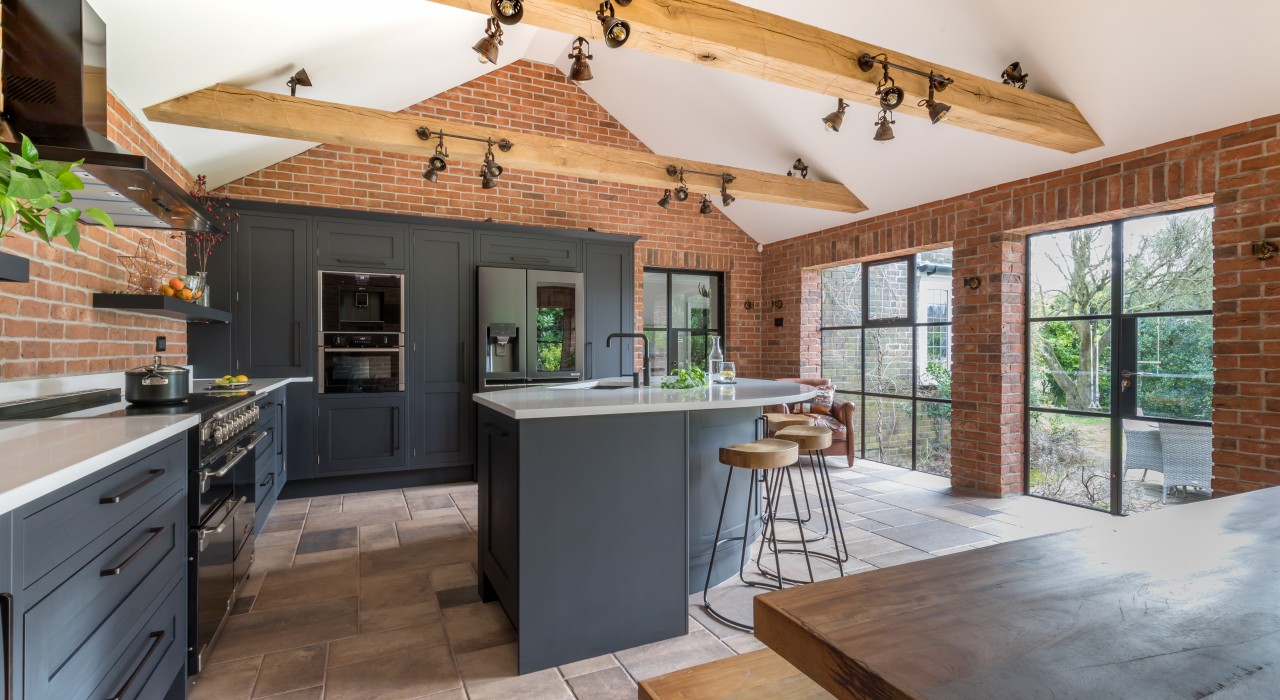 Large valuted ceiling open kitchen