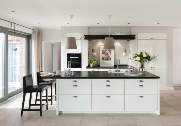 Kitchen island in large open plan