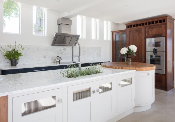 Large quartz topped kitchen island