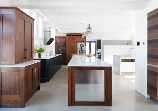 Dark wood with white worktop kitchen