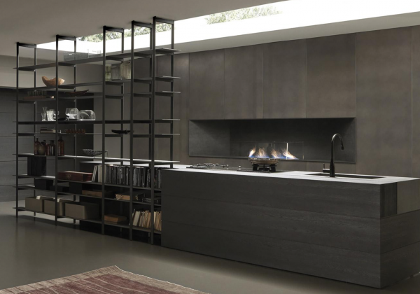 Open shelving in a bespoke kitchen