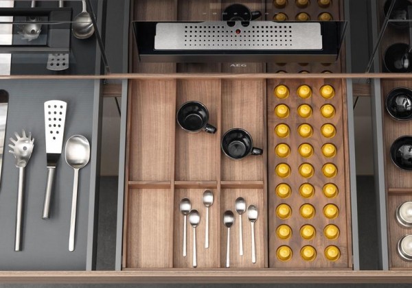 Open kitchen drawer