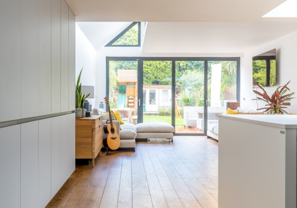 Open plan kitchen and living area