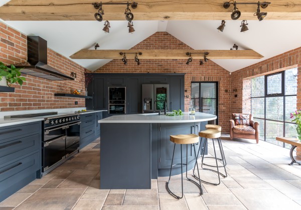 Crittall and brick kitchen