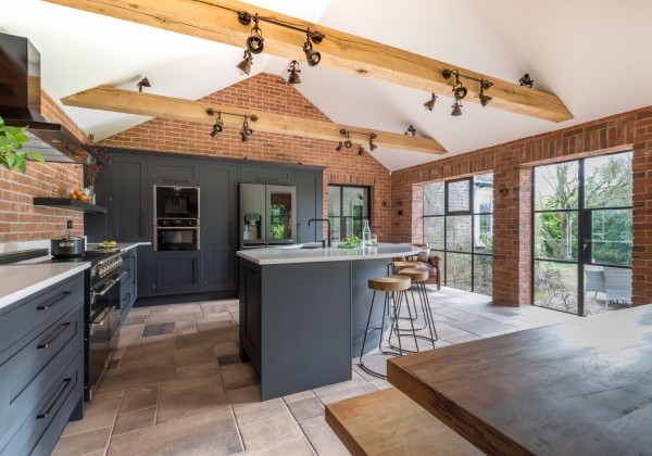 Large valuted ceiling open kitchen