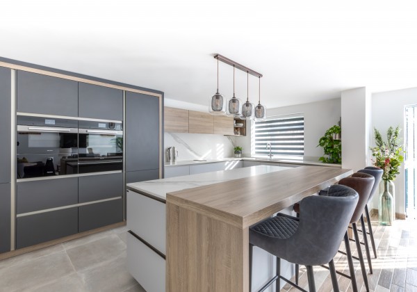 Holm oak and steel grey Rational kitchen furniture